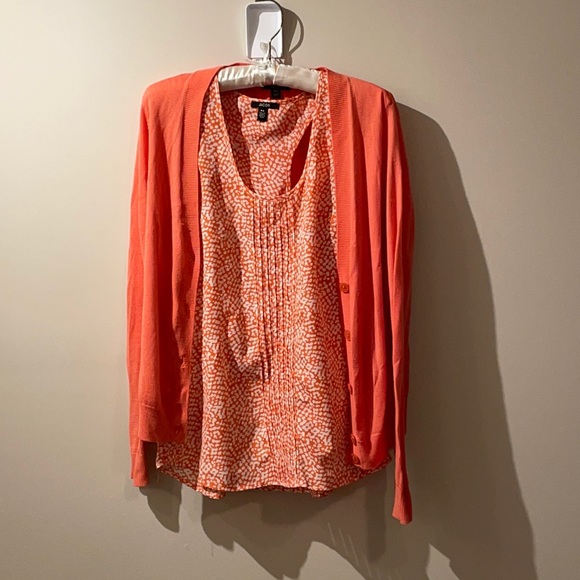 Jacob brand cardigan and tank set. Tangerine and white size S. - Picture 1 of 11